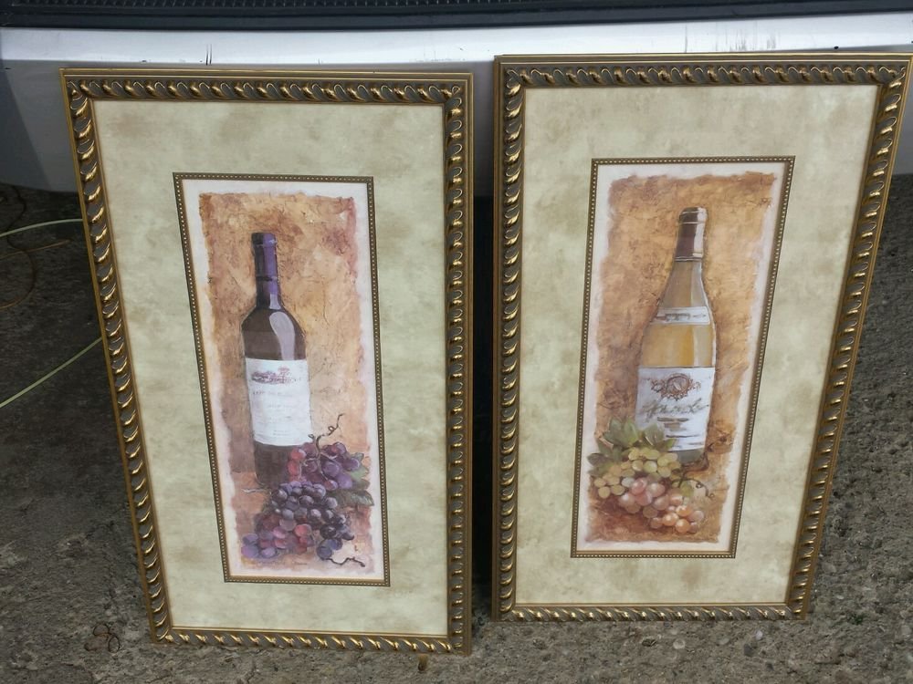 Gold Framed wine bottles Print By Charlene W. Olsen