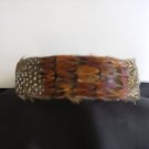 New Feather Headband "Mahogany" Pheasant & Black/White Guinea feathers 1.5"W
