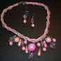 Pink Charm Necklace & Earring Set