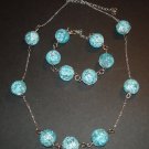 Blue Shattered Globe Necklace & Bracelet Set