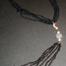Black Beaded Strands Necklace