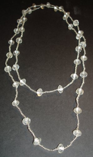 Clear Beaded Extra Long Necklace