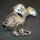 Silver & Black Fish Brooch