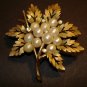 Gold & Pearl Rhinestone Brooch
