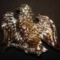 Silver Bird Brooch w/ Green Eye