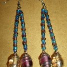 Blue & Purple Beaded Swirl Earrings