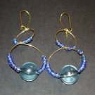 Gold & Blue Ocean Earrings