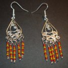 Silver Fire Gold Tribal Dangle Chandelier Earrings