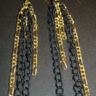 Gold & Black Dangle Chain Earrings