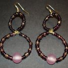 Purple Beaded Hoops Earrings