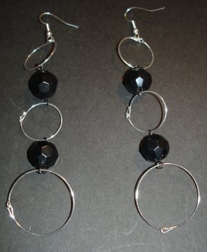 Silver & Black Beaded Dangle