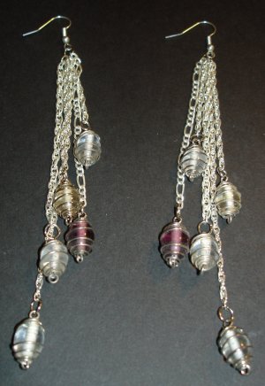 Silver Swirl Drop Chains Earrings
