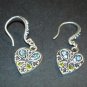 Silver Blue & Green Heart Earrings