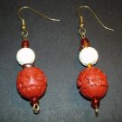 Red Craved Wood Earrings