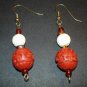 Red Craved Wood Earrings