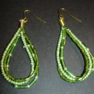 Green Beaded Strands Earrings