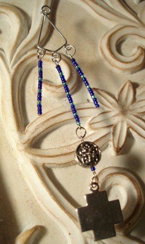 Silver & Blue Cross Pendant