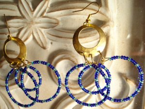 Blue Circles Dangle Earrings