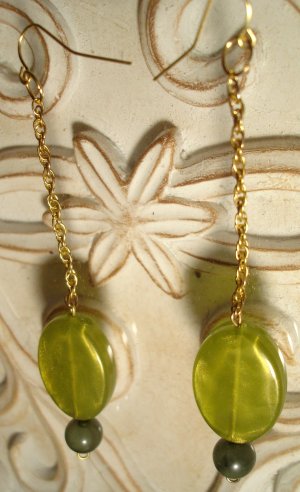Gold & Green Drop Earrings