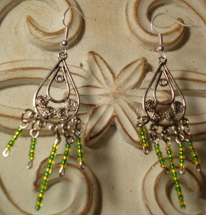 Green & Yellow Beaded Earrings