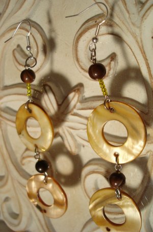 Brown & Cream Circle Earrings