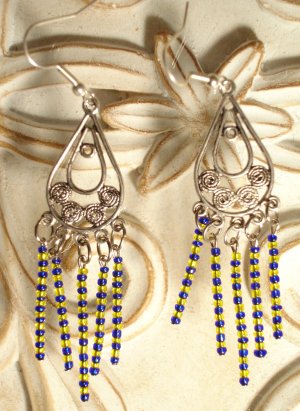 Blue & Yellow Dangle Earrings