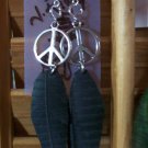 Recycled Peace Sign Feather Earrings
