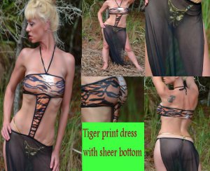 Tiger print dress with sheer bottom