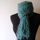 the weekend scarf in teal green.
