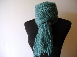 the weekend scarf in teal green.