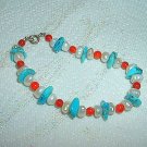 Patriotic Red, White, & Blue Bracelet: Coral, Turquoise, & Pearl