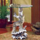 WOLF TABLE W/GLASS TABLETOP---Item #: 37918
