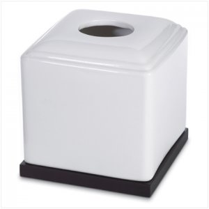 BLK & WHI CERAMIC TISSUE BOX---Item #: 37560