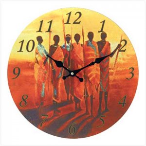 MASAI HUNTERS WALL CLOCK  (FREE SHIPPING)