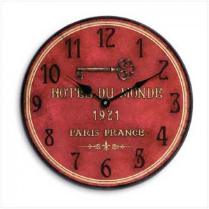 "HOTEL DU MONDE" WALL CLOCK  (FREE SHIPPING)
