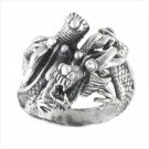 Two Dragons Silver Ring