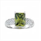 Green Square Silver Ring