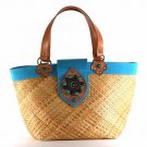 Kenya - Small Tote Bag w/ Turquoise Trim