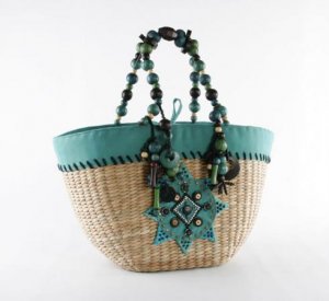 La Boheme - Straw Basket w/ Wood Beads