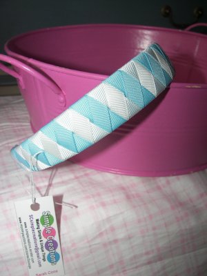 B57- White and Light Blue Woven Headband
