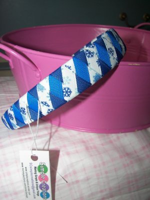 B14- Blue and White Snowflake Woven Headband