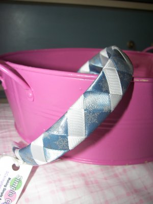 A25- White and Blue Snowflake Woven Headband