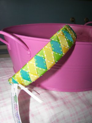 A28- Yellow, Lime Green and Teal Woven Headband