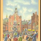 COLONIAL TIMES STATE HOUSE BOSTON MA 1930/45 LINEN MASS POSTCARD COLONIAL TIMES STATE HOUSE BOSTON MA 1930/45 LINEN MASS POSTCARD