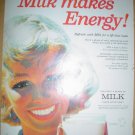 1958 COLORFUL FULL PAGE AD MILK MAKES ENERGY 1958 COLORFUL FULL PAGE AD MILK MAKES ENERGY