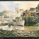 FISHING BOATS WHARF BUILDINGS JAMES MURRAY WATERCOLOR 919