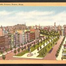 GOLD BORDER LINEN POSTCARD BIRDS EYE VIEW COMMONWEALTH AVENUE BOSTON MA. 943