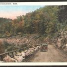 North Curve Charlemont MA Mohawk Trail With Vintage Auto White Border 973 North Curve Charlemont MA Mohawk Trail With Vintage Auto White Border 973