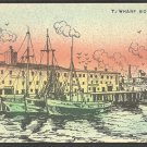 Artist Rendition T. Wharf Boston Ma. Fishing Boats Building 1013