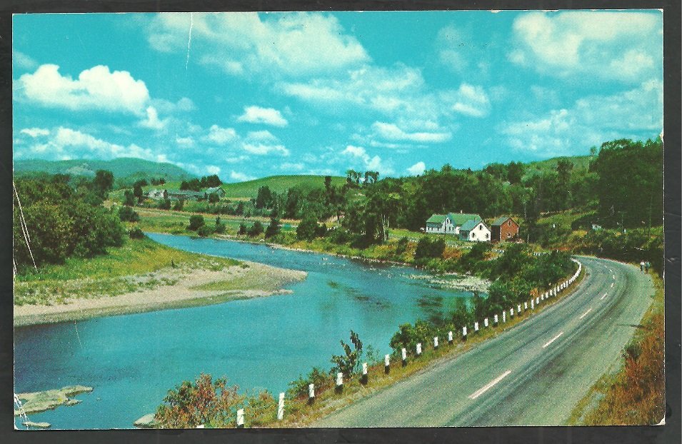 Down by the Riverside in Maine Roadway River Farms Mountains 1053